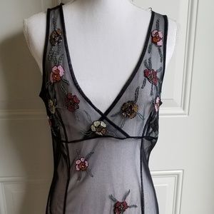 BOHO FESTIVAL SEE THRU MESH BEADS DRESS M/L